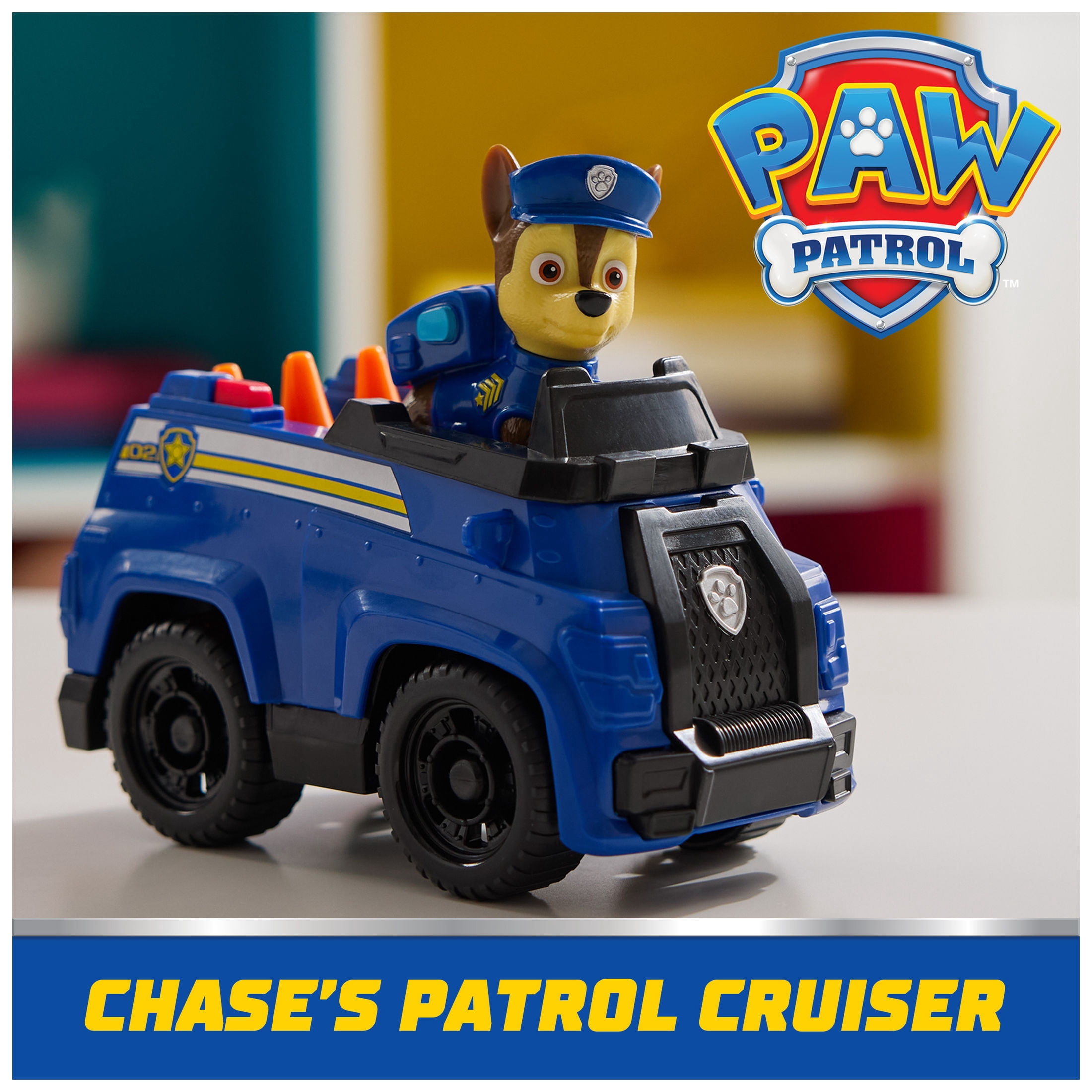 PAW Patrol Police Cruiser Vehicle with Collectible Chase Figure, Sustainably Minded Toys for Kids Ages 3+