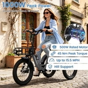 MOONCOOL TK2 Adult Electric Tricycle with Reverse, 48V 15Ah Removable Battery, Peak 1000W Motor, 20x3.0 Fat Tire, 60-Mile Range, 15.5 MPH