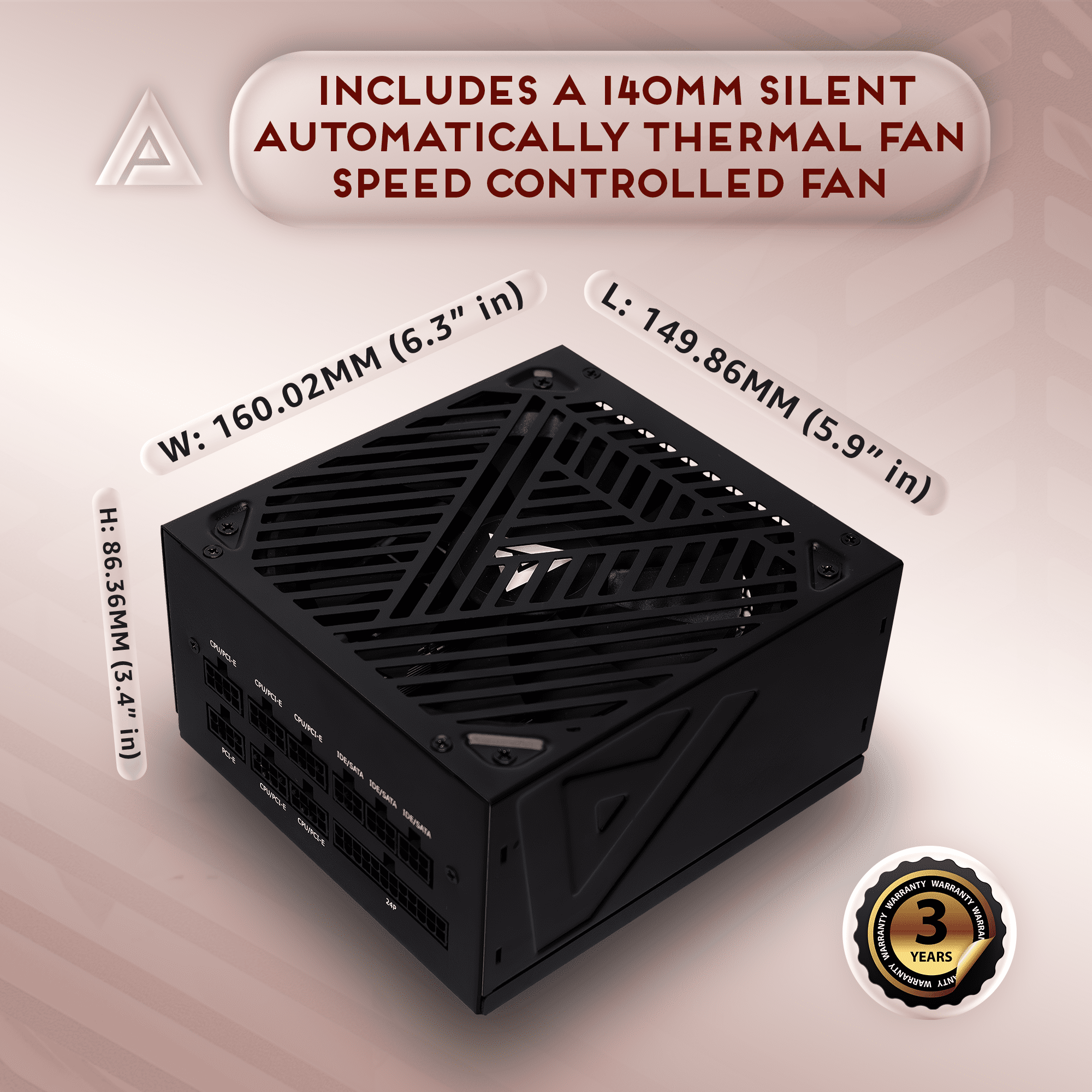 Apevia ATX-SL750W Soul 750W Fully Modular, ATX Active PFC, DC to DC Converter Design 140mm Silent Fan, RoHS Compliance, Gaming Power Supply