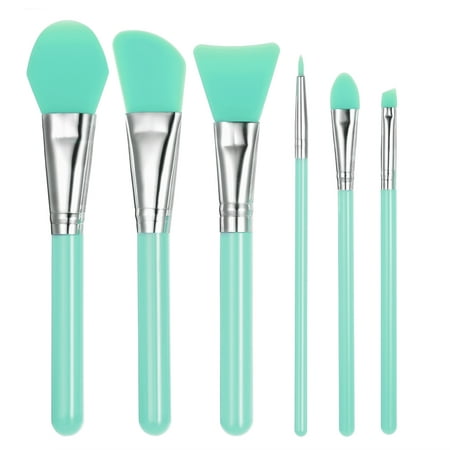 6pcs Silicone Makeup Brush Set Facial Mask Foundation Brushes Cosmetic Eyeshadow Eyebrow Brush Kit With Plastic Handle