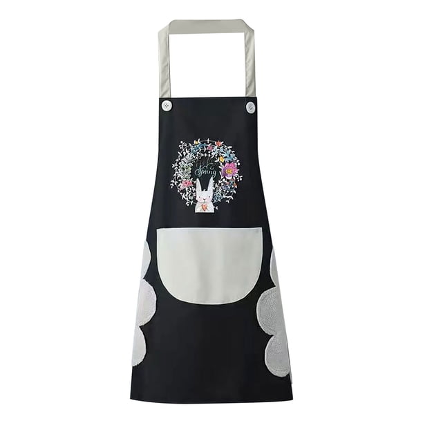 Encantadores delantales de conejito para mujer con bolsillos, 2 toallas laterales de terciopelo Coral, delantal impermeable y a prueba de aceite para cocinar, cocina, tareas domésticas, para regalo Wmkox8yii hjk5635