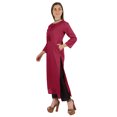 thumbnail image 3 of Moomaya Kurti Long Uni pour Femmes Tunique en Coton Manches 3/4 Kurta Ethnique Formelle avec Poches, 3 of 7