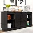 thumbnail image 3 of SSyao Bar Cabinet with Barn 2 Sliding Doors Buffet Farmhouse Storage Cabinet TV Stand (Black), 3 of 11
