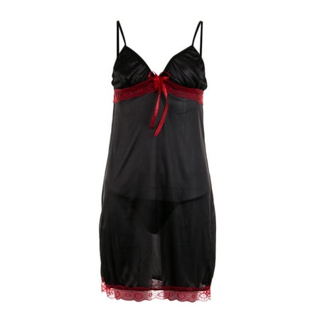 

Imcute Women Lace Silk Satin Nightdress Sleeveless Nighties V-neck Nightgown Plus Size
