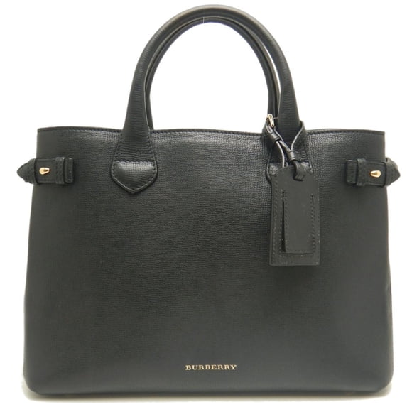 Pre-Owned BURBERRY Banner Nova Check ITCF&10SCA Handbag, Grain Leather, Black/Beige, Women's,...