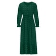 thumbnail image 5 of Oksale Womens Dot Boho Dresses Trendy Ruffle Trim Silk Dress Casual V Neck Mid Length Dresses Long Sleeve Fall Dress 2025 Green XL, 5 of 6