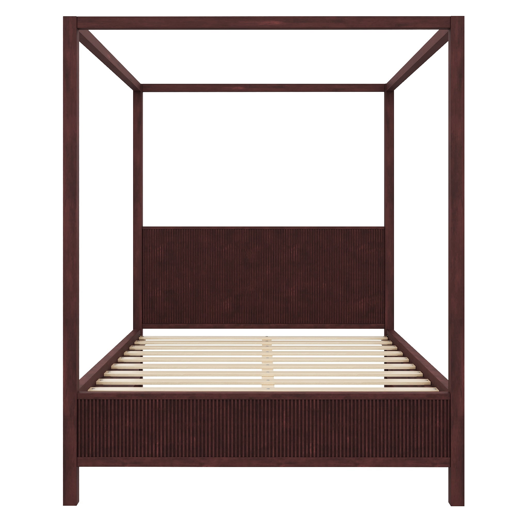 Euroco Wood Queen Size Canopy Platform Bed, Espresso