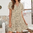 thumbnail image 6 of Sexy Long Sleeve Dress for Women Summer New Women's V-neck Single-Breasted Ruffled Leopard Print Casual Dress Winter Cocktail Dress Plus Size Cocktail Dresses, 6 of 7