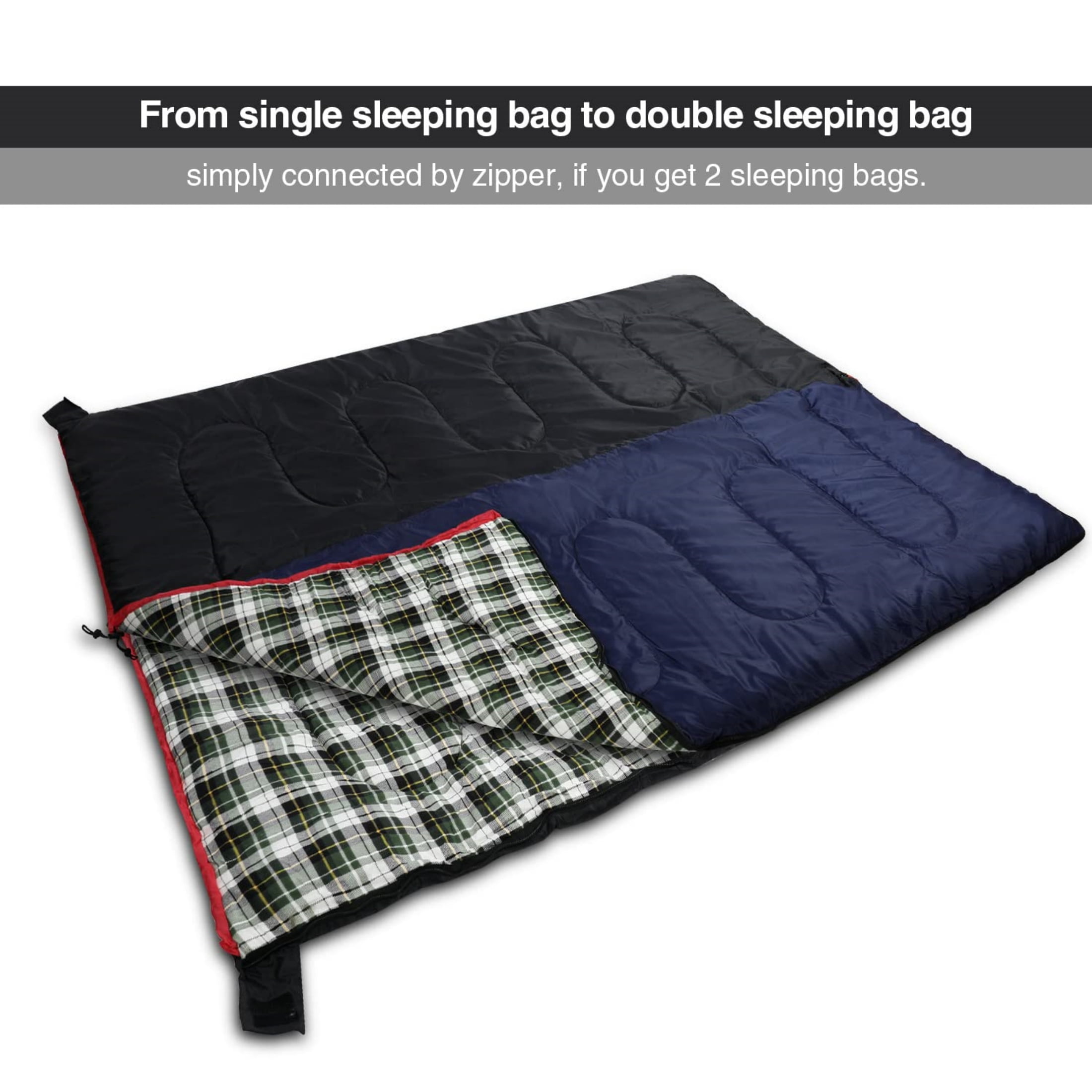 RedSwing Sleeping Bag for Adults Camping Backpacking, Cotton Flannel Envelope Sleeping Bags with 2lbs Filling