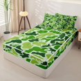thumbnail image 2 of Castle Fairy Wildlife Deer Bear Turkey Dog Zipper Queen Comforter Set with Fitted Sheet and 2 Pillowcases,Abstract Camo Zipper Bedding Set,Pale Green White,Black Reversible,4 Pieces, 2 of 6