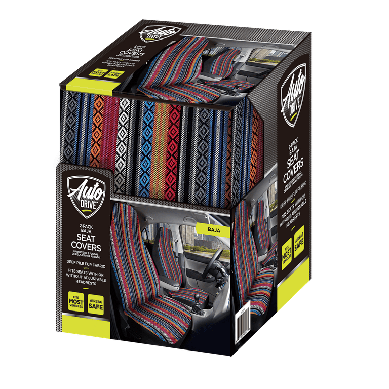 Auto Drive 2pc Boho Front Seat Cover, Universal Fit, High-Quality