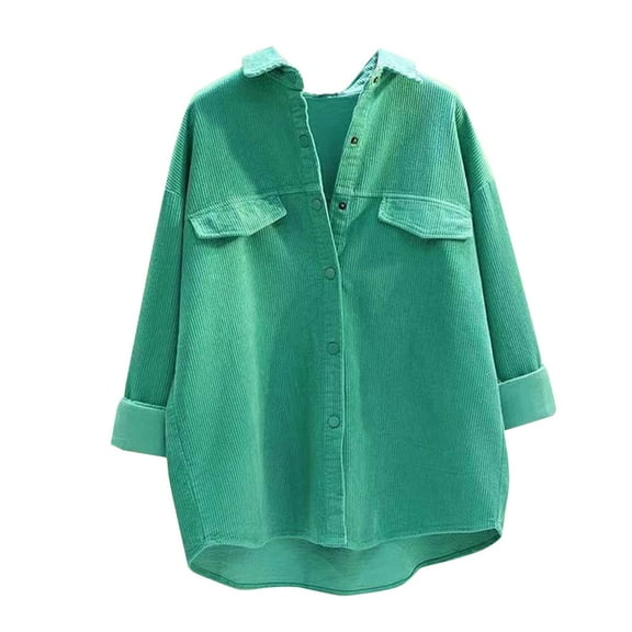 ChaoHeng Ladies Jackets with Hoods Lightweight 2026 ,Womens Solid Color Buttons Casual Loose Fashion Pockets Shirts Tops(Green,S)