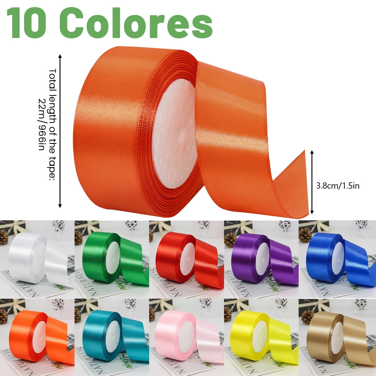 10Rolls Solid Color Satin Ribbon, Ribbon for Flower Bouquet, Craft Fabric Ribbon, Bouquet Ribbon for Flowers, Ribbons for Crafts