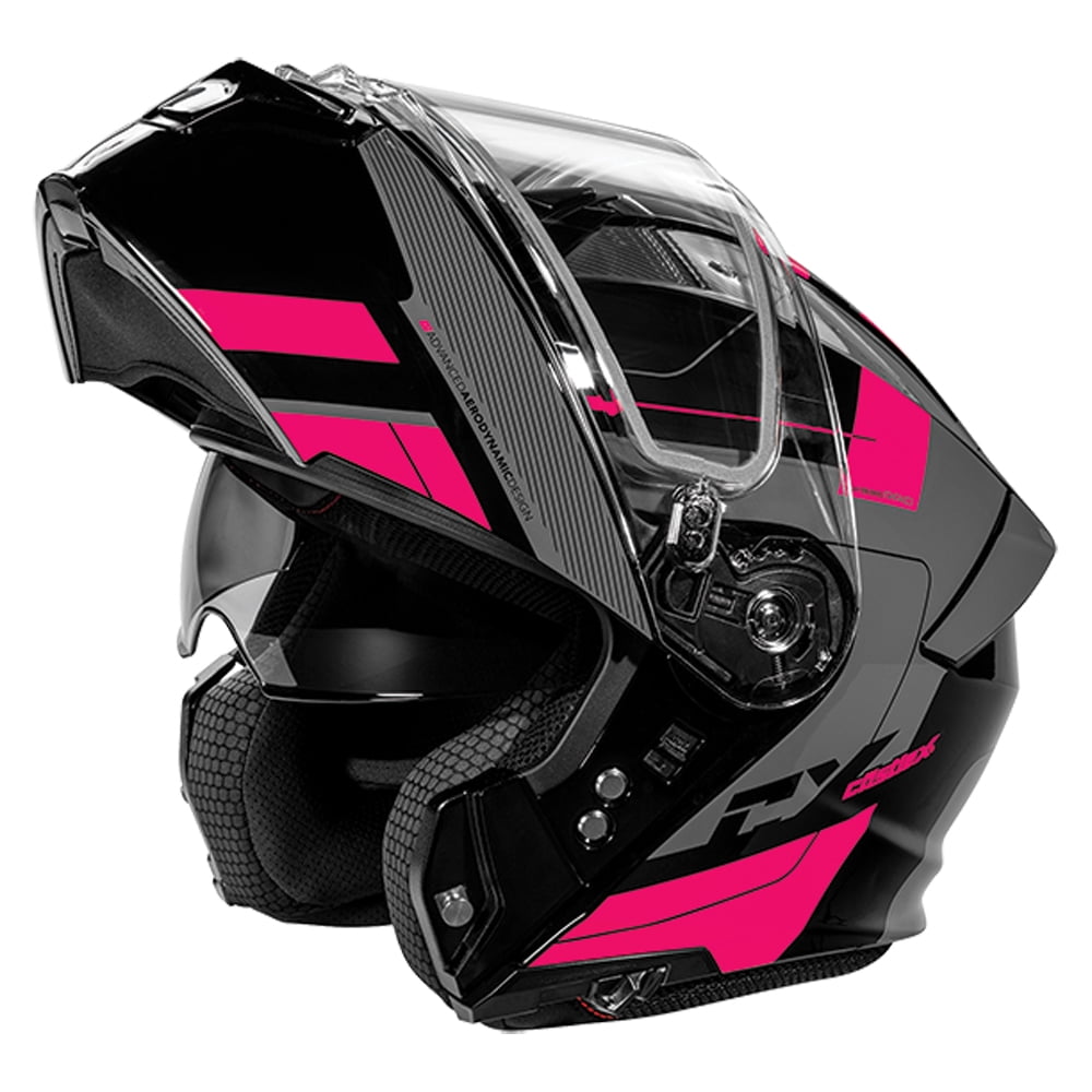 Castle CX935 Raid Modular Motorcycle Helmet Pink Glow/Silver LG