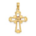 thumbnail image 4 of FB Jewels 14K Yellow White and Yellow Three Color Gold Cross with Flower and Hearts Pendant, 4 of 4