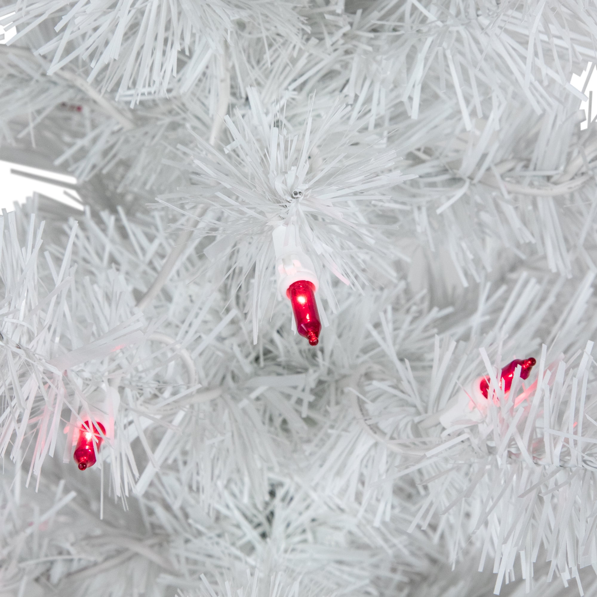 3' x 18" Pre-Lit Slim White Tinsel Artificial Christmas Tree - Pink Lights