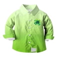 thumbnail image 6 of St. Patrick's Day Shirts Boys Girls Lapel Button Down Long Sleeve Print Tops Holiday Casual Stylish Cardigan (5-6 Years, Green-A), 6 of 7