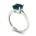 thumbnail image 2 of 2 ct Cushion Cut Natural London Blue Topaz Solitaire 18K White Gold Womens Engagement Ring, 2 of 5