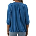 thumbnail image 3 of Women Casual 3/4 Sleeve Solid Color Loose T-shirt Crew Neck Tops, 3 of 4