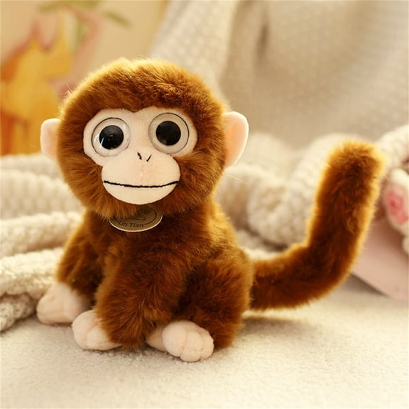 Cute Monkey Plush Doll Soft Furry Primate Stuffed Animal Toy for Collectors Home Office Decor 2026 New Arrival Gift Brown L