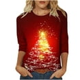 thumbnail image 2 of LEKWK Women's Christmas Tunic Tops Merry Xmas Crew Neck 3/4 Sleeve Tshirts Holiday Tops for Women 2025 Christmas 3/4 Sleeve Christmas Shirts for Women, 2 of 5