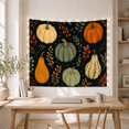 thumbnail image 5 of Six Pumpkins and Gourds on Black Background, Cozy Folk Art for Nature Lovers, Botanical Wall Art, Thanksgiving Gift Tapestry Wall Hanging for Living Room and Dorm, 5 of 7