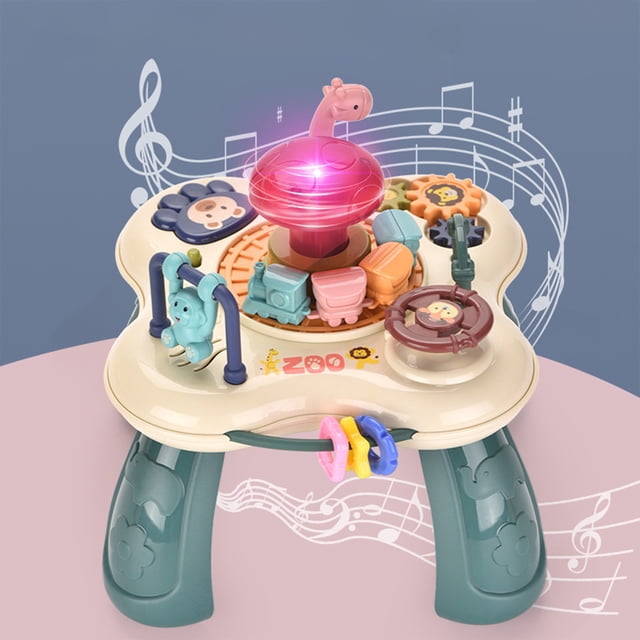 Mesa de actividades multifuncional para bebés con música y luces | Juguete educativo 9 en 1 con volante, tren y tambor | Juego sensorial para el desarrollo temprano de niños pequeños | Regalo