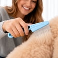 thumbnail image 4 of Flea Comb for Dogs and Cats - Lice Comb with Rubber Handle - Promotes Hair Growth and Removes Loose Hair, Knots, and Flakes Flea Brush for Pets Blue, 4 of 5