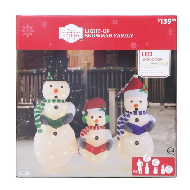 Holiday Time Light-up Snowman Family, 3-Piece, LED Outdoor Décor