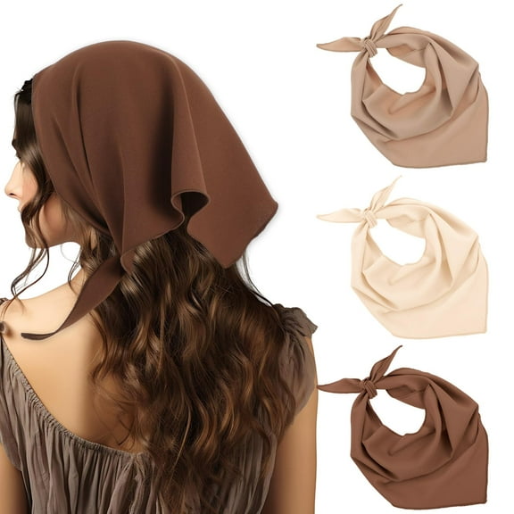 Head Bandana 3 PCS Solid Color Hair Scarf Tie-Back Boho Head Kerchief for Women Girls Tie-Back Bohemian Headband Bandana Triangle Heads Scarf Women Hair Accessories Cute Hairs Coverings