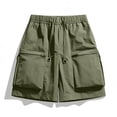thumbnail image 5 of Men's Cargo Shorts Elastic Waistband Drawstring Shorts Relaxed Fit Outdoor Hiking Camo Stretch Big & Tall Camouflage Cargo Shorts with Multi Pockets Quick Dry Bermuda Short,Green XL, 5 of 5
