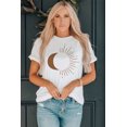 thumbnail image 1 of ABPHQTO Camiseta blanca de manga corta con gráfico de luna y sol para mujer, 1 of 5