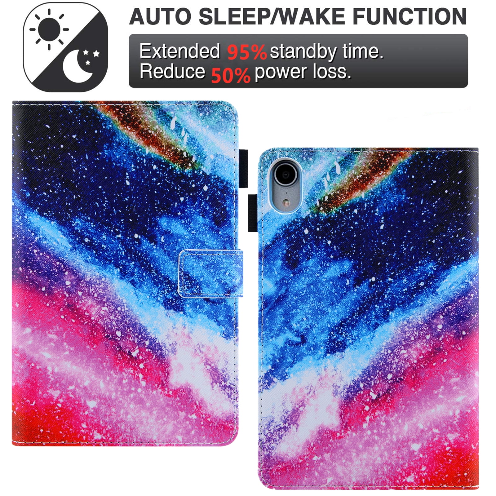 Dteck Folio Case for iPad 10th Generation 2022, Multi-Angle Stand Auto Wake Sleep Smart Cover w/Pencil Holder & Card Slots for Apple iPad 10th Gen 10.9 inch, Colorful Stone