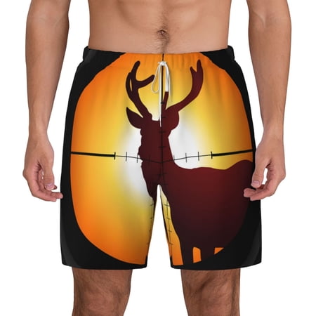 Men s Swim Trunks Beach Board Shorts Bathing Suits 3D Swimsuit Target Deer Elk Hunting