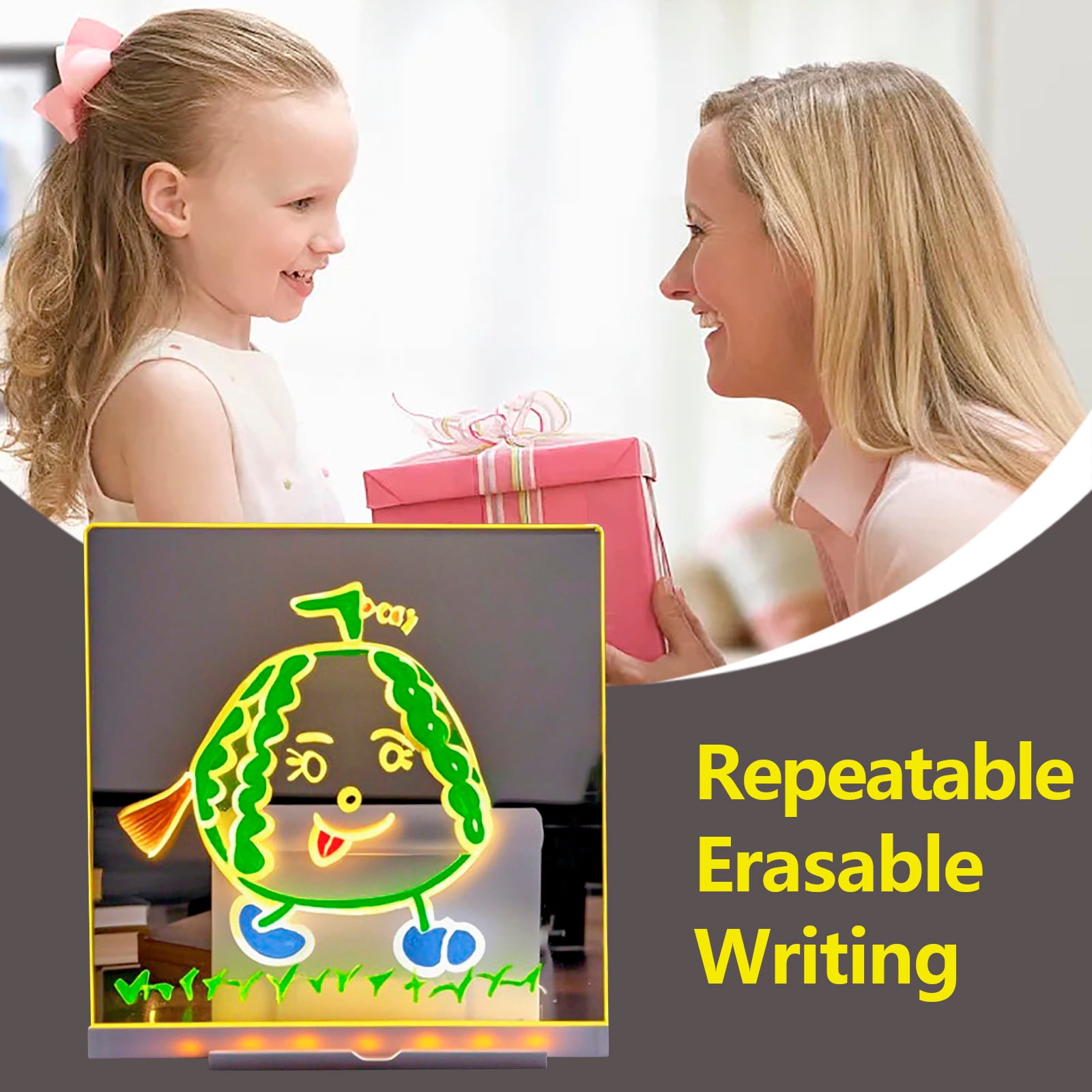 2ml LED Light Up Drawing Board Glow Doodle Note Pad Acrylic Panel With Soft Eye For Craft Stationery Art Design