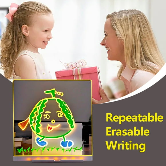 2ml Drawing Board Doodle Glow Board LED Note Board With Colors Acrylic Panels Soft Eye Light Eye-Friendly Highlighting Board for Room and DIY
