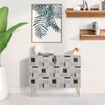 thumbnail image 2 of PixonSign Sideboard Buffet Cabinet, Kitchen Storage Cabinet with 2 Doors, Duotone Gray & Black Polygon Pattern, Cupboard Console Table for Dining Room - 35" L x 18" W x 29" H, 2 of 5