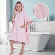 Superior Lyron Kids Cotton Terry Medium Weight Hooded Poncho Bath Towel, Small/Medium, Pink
