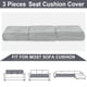 thumbnail image 3 of Furniture Cover NAISI Funda de cojín elástica de terciopelo de 3 piezas para sofá, gris claro, 3 of 6