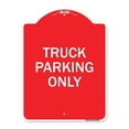 thumbnail image 1 of SignMission A-DES-RW-1824-23028 Panneau de Série Designer 18 x 24 Po - Panneau de Stationnement Réservé Stationnement de Camions Seulement, Rouge et Blanc, 1 of 8