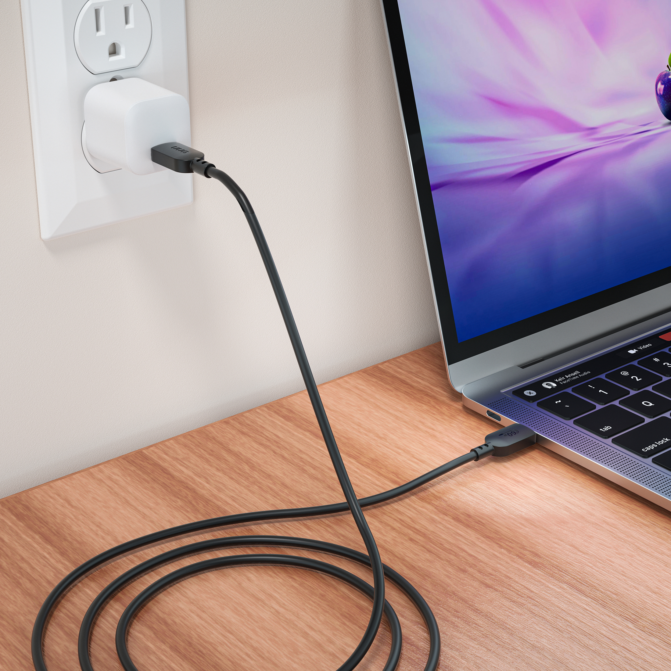 Cable de carga rápida USB-C de 6 pies onn, certificado USB-IF, negro 4