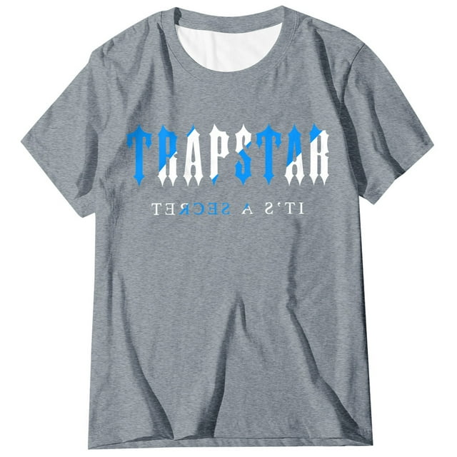 T-shirts pour Femmes Trapstar T-Shirt Imprimé pour Femmes Décontracté Graphique Filles Juniors Manches Courtes T-Shirt Fantaisie Hauts avec Col Rond (Gris, 2TG)