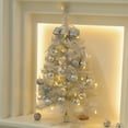 thumbnail image 4 of White Christmas Tree, LED Lighted Christmas Tree, Small Tabletop Christmas Tree with Bow Top and 16 Ornaments, Compact Plastic Holiday Decoration 17.72x7.87x7.87 Inches, 4 of 6