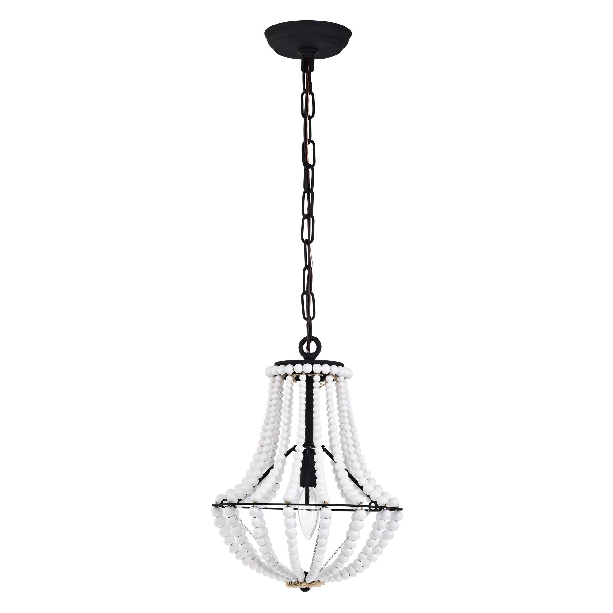 Rosa 11 in. 1-Light Indoor Gloss White and Black Finish Pendant with Light Kit