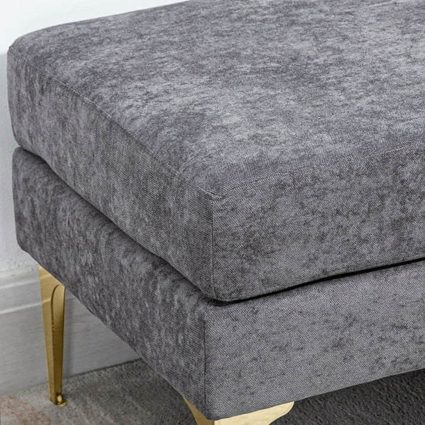 HOMCOM 48 End of Bed Bench with 2 Layer Cushions and Steel Legs