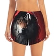 thumbnail image 2 of Susaid Mysterious Hooded Wolf Print Women's High Waisted Running Shorts Quick Dry Athletic Gym Track Workout Shorts Zip Pocket-Large, 2 of 7