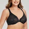 thumbnail image 3 of MELENECA Women's Plus Size Front Closure No Padding Full Coverage Lace Underwire Bra Black 40E, 3 of 6