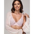 thumbnail image 5 of Wingslove Women's Sexy Sheer Lace Bra Underwire Unlined Plunge See Through Push Up Full Coverage Bra,light pink 36A, 5 of 5