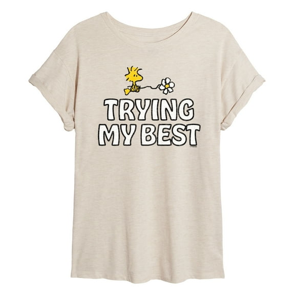 Peanuts - Trying My Best  - Women's Oversized Graphic T-Shirt