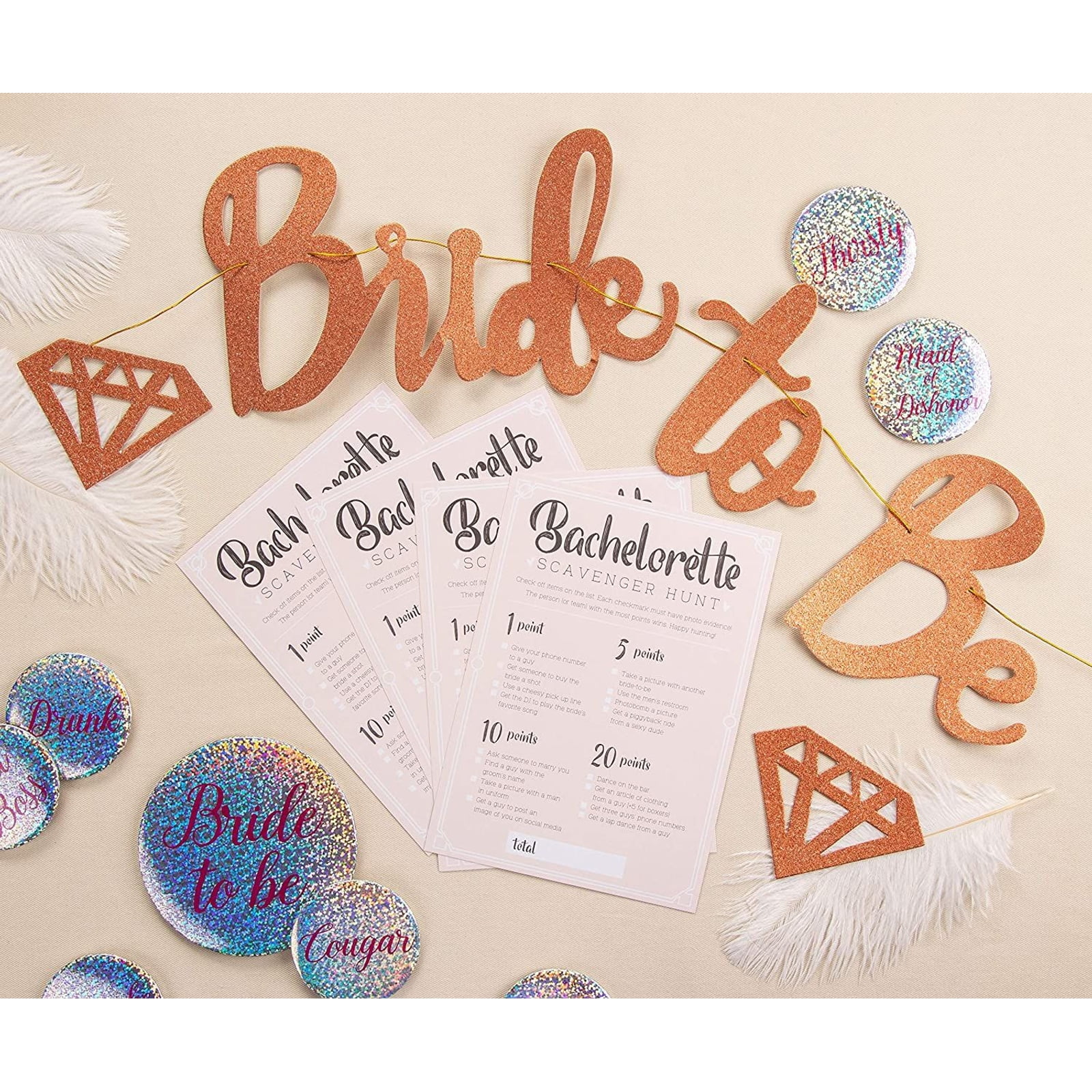 Bachelorette Party Games, 50-Pack Bar Scavenger Hunt Drinking Game and  Dares, Fun Novelty Cards for Girls Night Out Idea, Bridal Shower Decoration  - Walmart.com